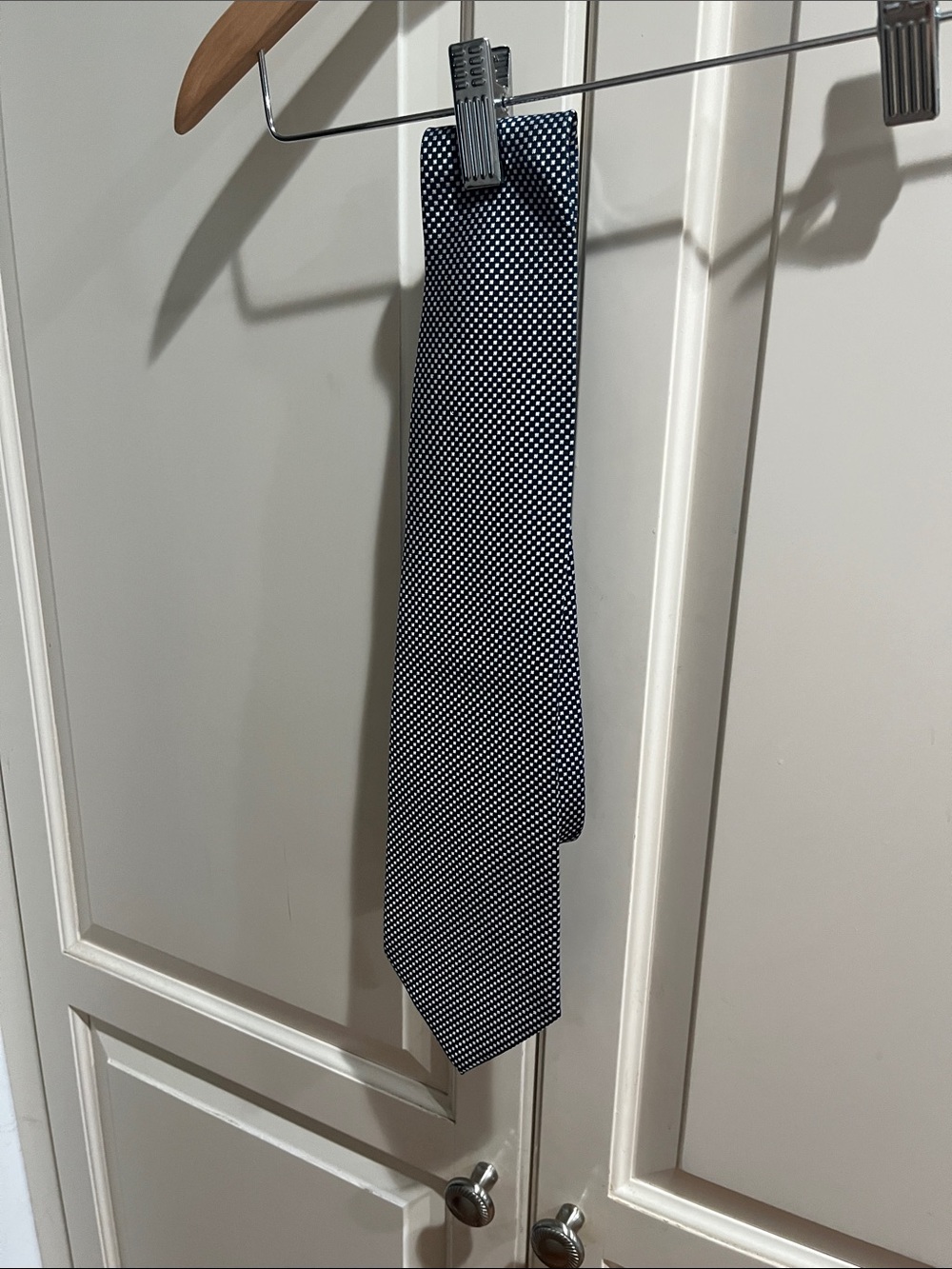 Classic Navy Tie with White Microdot Detail
